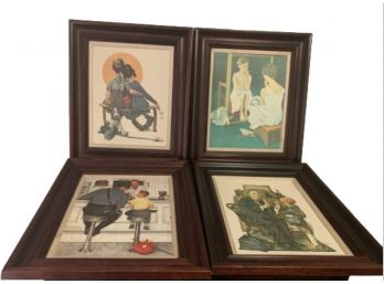Four Norman Rockwell Prints On Canvas