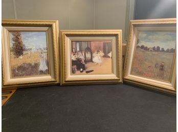 Three Framed Claude Monet And Edgar Degas Prints
