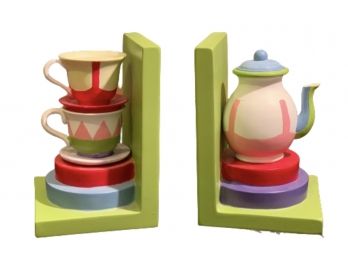 Pair Of Teaset Cookbook Bookends