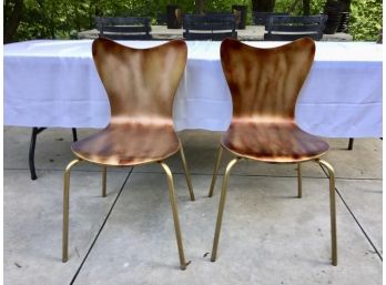 Pair Of Modern Formed Wood Stack Chairs