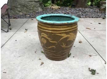 Vintage Large Clay Dragon Egg Pot Planter