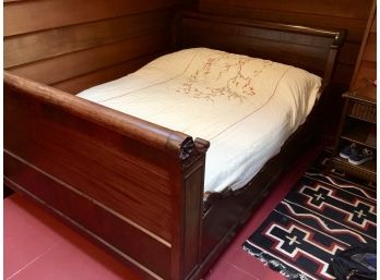 18th Century Napoleonic Sleigh Bed Frame Headboard And Footboard