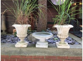 Three Concrete Urn Style Planters