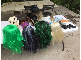 Halloween Bonanza Box Full Of Masks, Wigs, Costumes And More