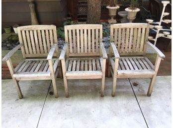 Set Of Three Rockwood Outdoor Hardwood Arm Chairs
