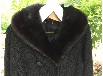 Vintage Black Persian Lamb With Possible Mink Collar