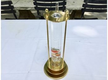 Galileo Glass Thermometer In Metal Art Deco Stand