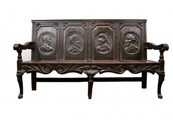18th Century Spanish/European Carved Wood Bench