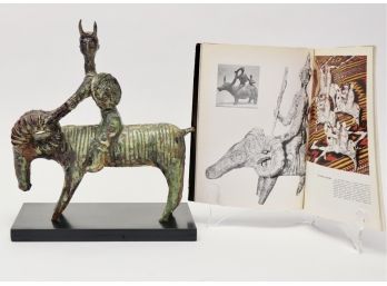Gavino Tilocca Sardinia Italian Ceramic Ram Rider Warrior Sculpture Figurine + Book
