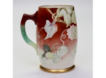 Antique Ca. 1901 Willets Belleek E.M.H. Porcelain Floral Hand Painted Mug