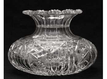 Antique American Brilliant Cut Glass Squat Vase