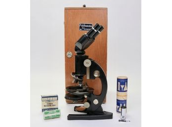 Carl Zeiss Auto Illumination Microscope In Original Wooden Case