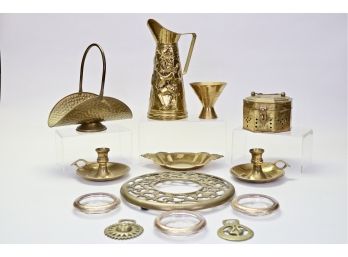 A Collection Of Vintage Brass Items
