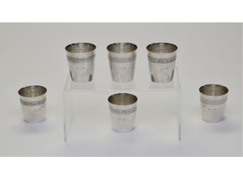 Set Of Six Antique Virginia Carvel Bailey Banks & Biddle (B. B. & B. Co.) Sterling Silver Cups - 220.71g