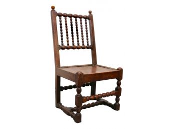 Antique 17th Century Turned Board Seated Chair