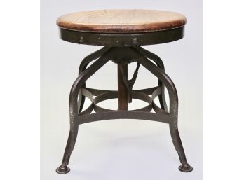 Antique Metal And Wood Stool