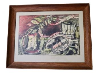 Personal Friend And Protégé Of Syd Solomon, Scher Signed Mixed Media Abstract Art Painting