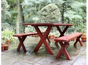 Red Wood Picnic Bench