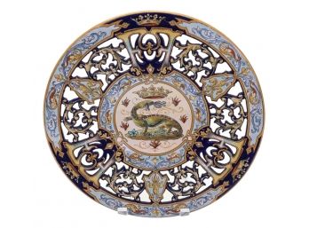 19th Century Antique French Faience Ulysse Blois E. Balon Salamandere Plate