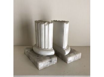 Marble Carved Column Bookends - Archaic Look - 6'H