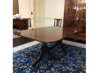 English Mahogany Vintage Double Pedestal Dining Table     72 X 44 With (2) 23' Leaves