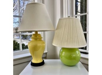 Colorful Ceramic Table Lamps - 26' And 20' - 3 Way Switches