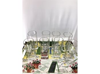 Tall Glassware With French Cafe Plastic Tray - Lovely Lemonade Setup! 8pc