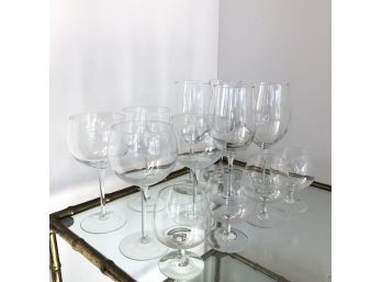 Swedish Crystal Stemware Set - Red, White & Snifters Too - 12 Total