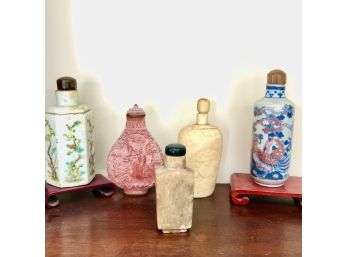 Vintage Snuff Bottle Collection - 5 Pc - Great Variety - 2' To 4'