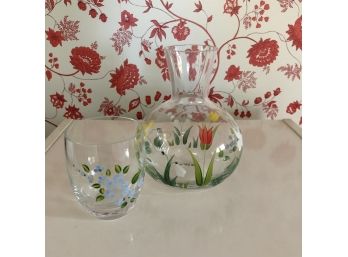 For Guests! Handpainted Bedside Night Carafe Cup And Bottle