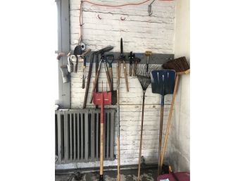 Home & Garden Large Tool Lot #3 - Shovels, Brooms, Pitch Fork, So Much More