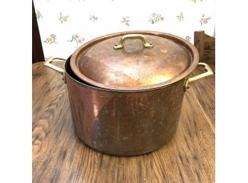 Large Lidded Copper Pot - Has Seen Love And More To Give - 10-1/4'D