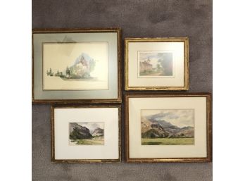 John Henry Hill (1839-1922) Framed Watercolors - Swiss Scenes - Set Of 4