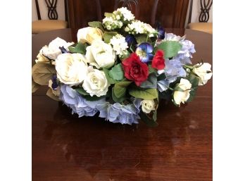 Silk Floral Arrangement In 7' Oval Brass Container