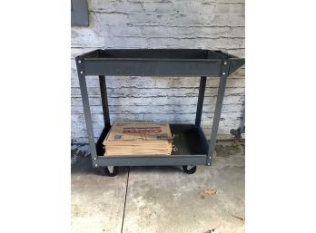 Wheeled Metal Cart & Paper Lawn/Leaf Bags - Handy Storage