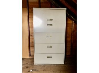 Tall Metal File Cabinet With Original Key 36 X 18 X 64 - 4 Drawer Plus Open Shelf