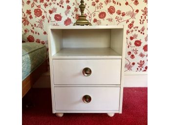 Vintage Lacquered Bedside Table With Drawer And Shelf On Wheels - 16 X 15 X 21