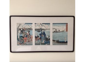 Utagawa Kunisada Traditional  Ukiyo-E Japanese Triptych -  Prints - Framed And Beautifully Matted