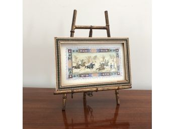 A Persian Tile With Painted Scene Of Polo Match - Miniature