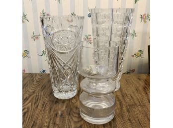 Heavy Crystal Vases - Orrefors, American Cut Eleanor And MCM Unbranded