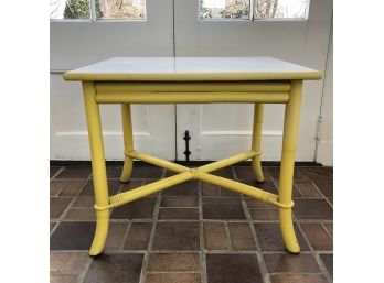 Ficks Reed Yellow End Table With Formica Top - Bamboo  24 X 20 X 21.5