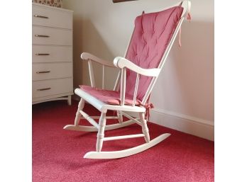 Windsor Wooden Rocker - Painted White With Removable Cushions