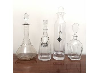 Crystal Decanters, 4 Assorted  -  Including Royal Leerdam  - One With Sterling Dangle