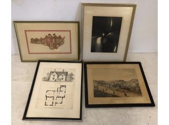 Four Piece Framed Item Lot