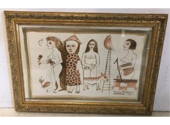 Framed Watercolor Signed Montebravo