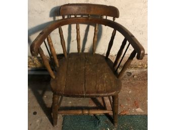 Antique Wood And Metal Chair