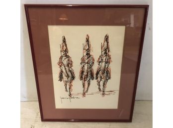 Framed Drawing Of Horse And Riders