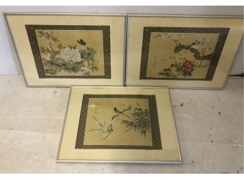 Three Framed Oriental Painted Prints