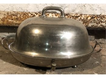 Blue And White In Metal Serving Tray