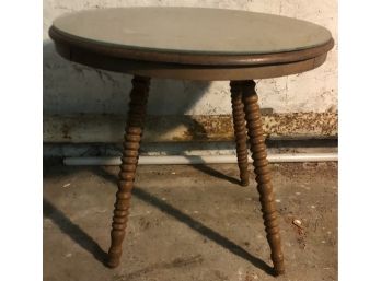 Round Wooden Table With Glass Top